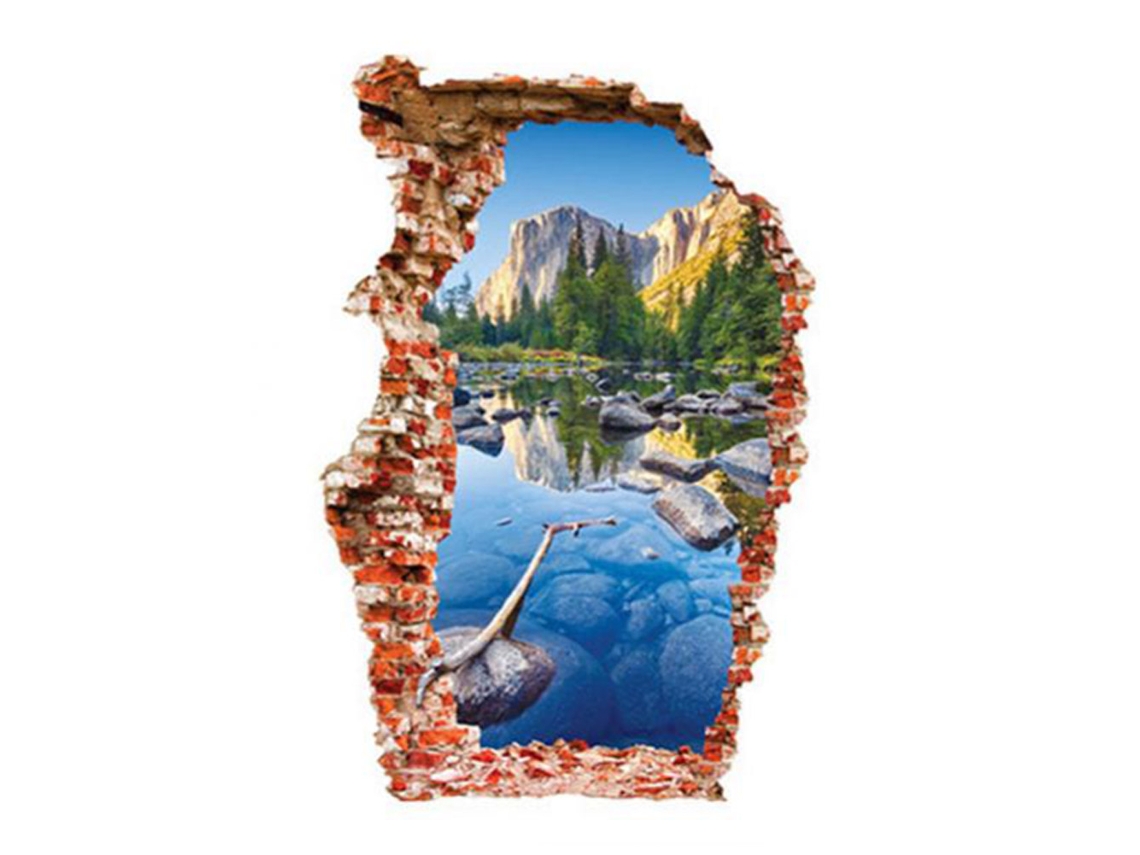 Adhesivo de pared removible Baok-sticker con montañas, lago y piedras en 3D para la decoración de la sala de estar y el hogar.