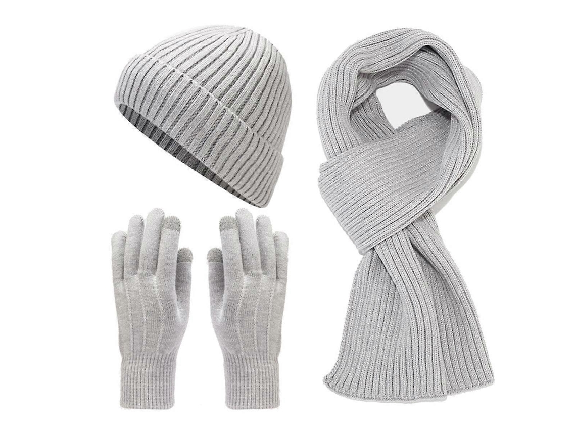 Conjunto de invierno para mujer: gorro, guantes, bufanda, cálido, impermeable, tejido acolchado.