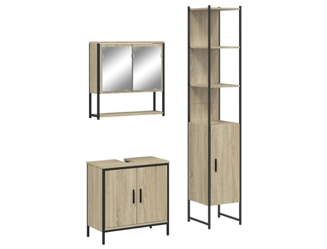 Conjunto 3 de muebles de baño VIDAXL madera contrachapada roble Sonoma