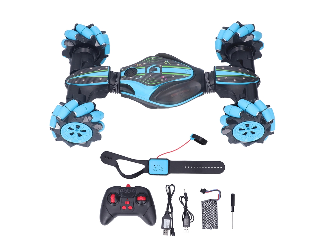 -coche Rc De Acrobacias Con Sensor De Gestos Giro Y Torcedura Juguete Con Luz Y Música Para 6 Años (azul)