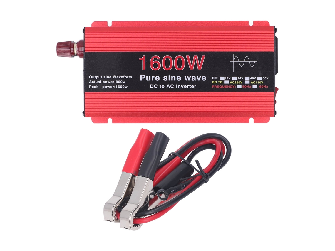 Inversor De Onda Senoidal Pura 1600w De Aleación De Aluminio Protector Para Solar Exterior Coche Barco Dc12v A Ac220v