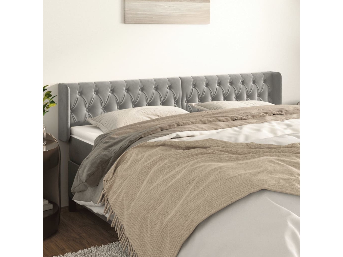 Cabecero De Terciopelo Gris Claro 183x16x78/88 Cm