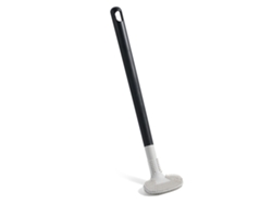 Cepillo de silicona para limpieza de inodoro, mango largo, con soporte de pared para baño.