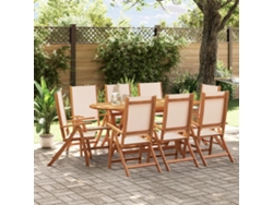 Juego de comedor de jardín de 2 piezas de acacia maciza y textileno Dkd Home Decor