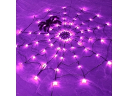 Luces De Telaraña Moradas Con Araña, Decoración De Halloween Con 8 Modos.