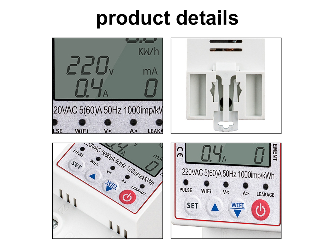 Protector De Reconexión Automática Wifi Inteligente Tuya Con Medidor De Energía Y Pantalla Lcd