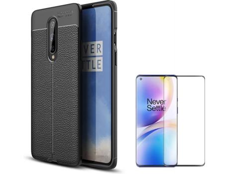 Funda y Protector de Pantalla OnePlus 8 PHONESHIELD Rugged Leather / Full Curvo Negro