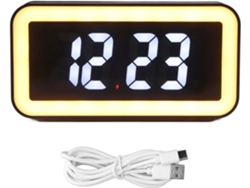 Reloj despertador digital con carga inalámbrica, gran pantalla LED rectangular invertida y USB SFUSHOS (negro)