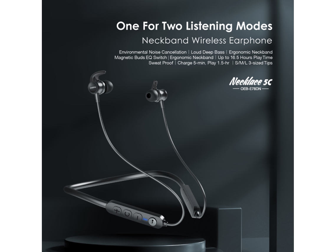 Auriculares Deportivos Intrauditivos Oraimo Oeb-e78dn Con Collar Inalámbrico Bt5.0 - Negro