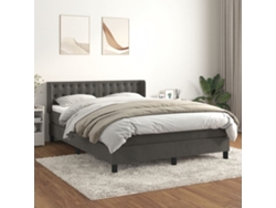Cama Box Spring Con Colchón Terciopelo Gris Oscuro 140x200 Cm