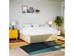 Cama Sin Colchón Tela Color Crema 180x200 Cm