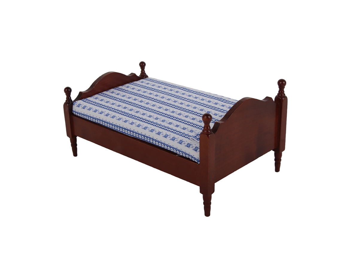 Mali cama Miniatura de Madeira 1:12 Cor Sequoia para Casa de Bonecas Móvel Pequeno