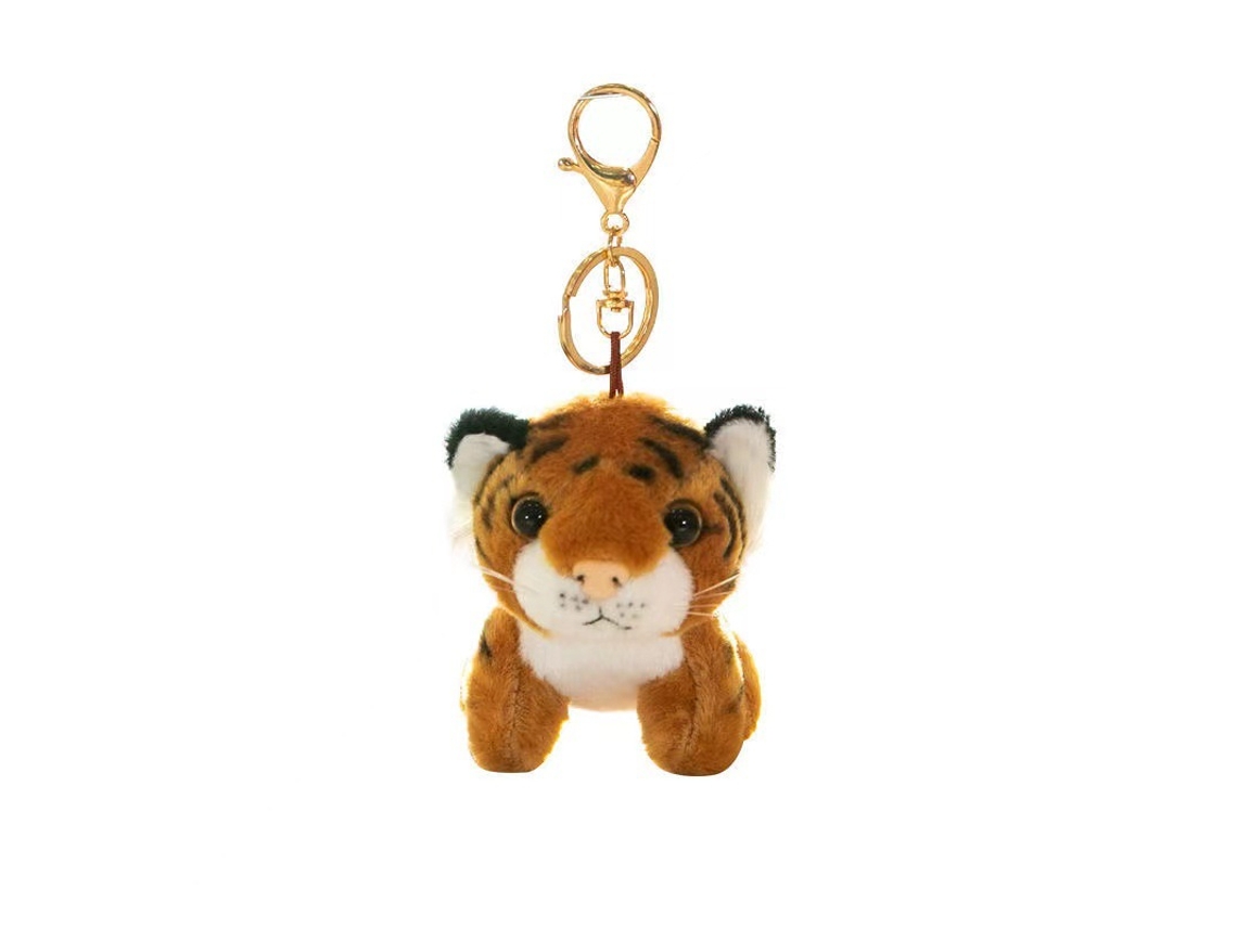 Llavero de peluche de tigre pequeño, anillo para mochila, anillo para muñeca