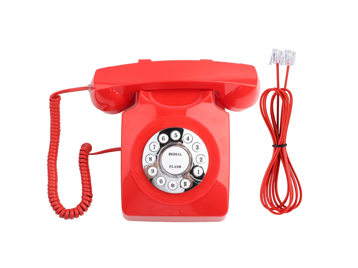 Teléfono Antiguo De Estilo Western Con Almacenamiento De Números Y Sonido Nítido - Rojo