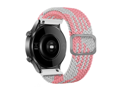 Correa de nailon 22mm con hebilla para Samsung Galaxy Watch3 45mm/Huami Amazfit Pace/Stratos - rosa/blanco