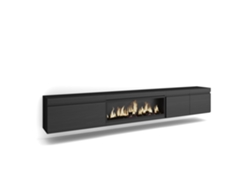 Mueble de TV | Amplio espacio de almacenamiento | 288 x 45 x 35 cm | TV de gran formato | Chimenea eléctrica XXL | Colgante | Negro Duérmete Online