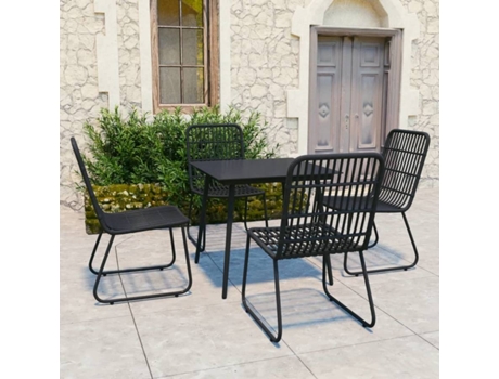 Conjunto 5 de comedor para jardín VIDAXL ratán sintético y vidrio