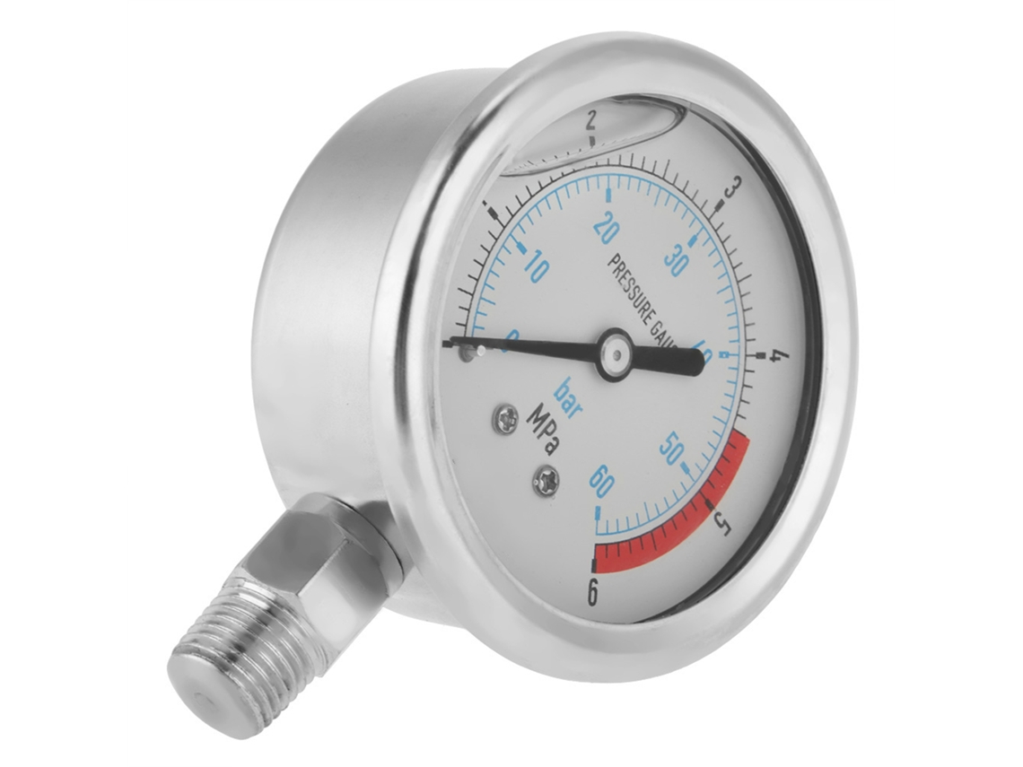 Manómetro De Presión De 0-60 Bar/0-6 Mpa Con Esfera De 60 Mm Y Rosca Npt De 1/4".