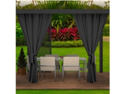 Cortinas Exterior 2x 155x200cm Cortina Pérgola Impermeable Negra Cortina exterior para terraza Cortina parasol para balcón