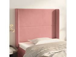 Cabecero Con Orejas De Terciopelo Rosa 103x16x118/128 Cm