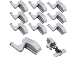 10 Lámparas Bisagra Luz Blanca Cálida 12v Batería 23a Universal Para Armarios Cocina Hogar Muebles Gabinetes