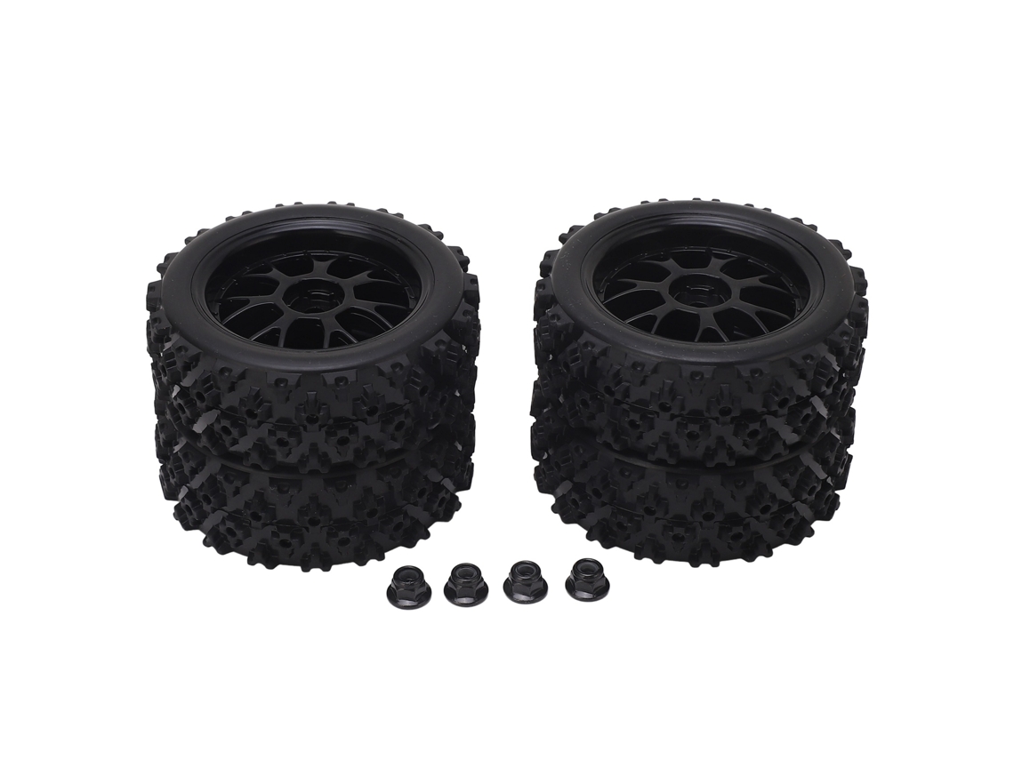 Neumáticos Para Camiones Rc, 4 Unidades, Llanta Negra, 14 Agujeros, Escala 1/10, Todoterreno, Para Axial Y Otras Marcas.