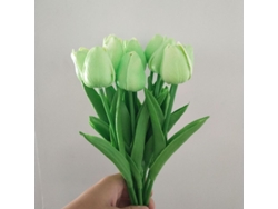 12 Tulipanes Artificiales De 35 Cm, Flores Artificiales Para Decorar Salones, Bodas Y Fiestas (verde Suave).