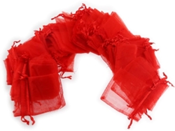 100 Bolsitas Organza Rojas Cordón Joyería Bodas Fiestas