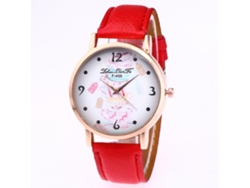 Reloj De Pulsera De Cuarzo Sencillo Y Elegante, De Estilo Casual, Con Correa De Piel Sintética Roja.