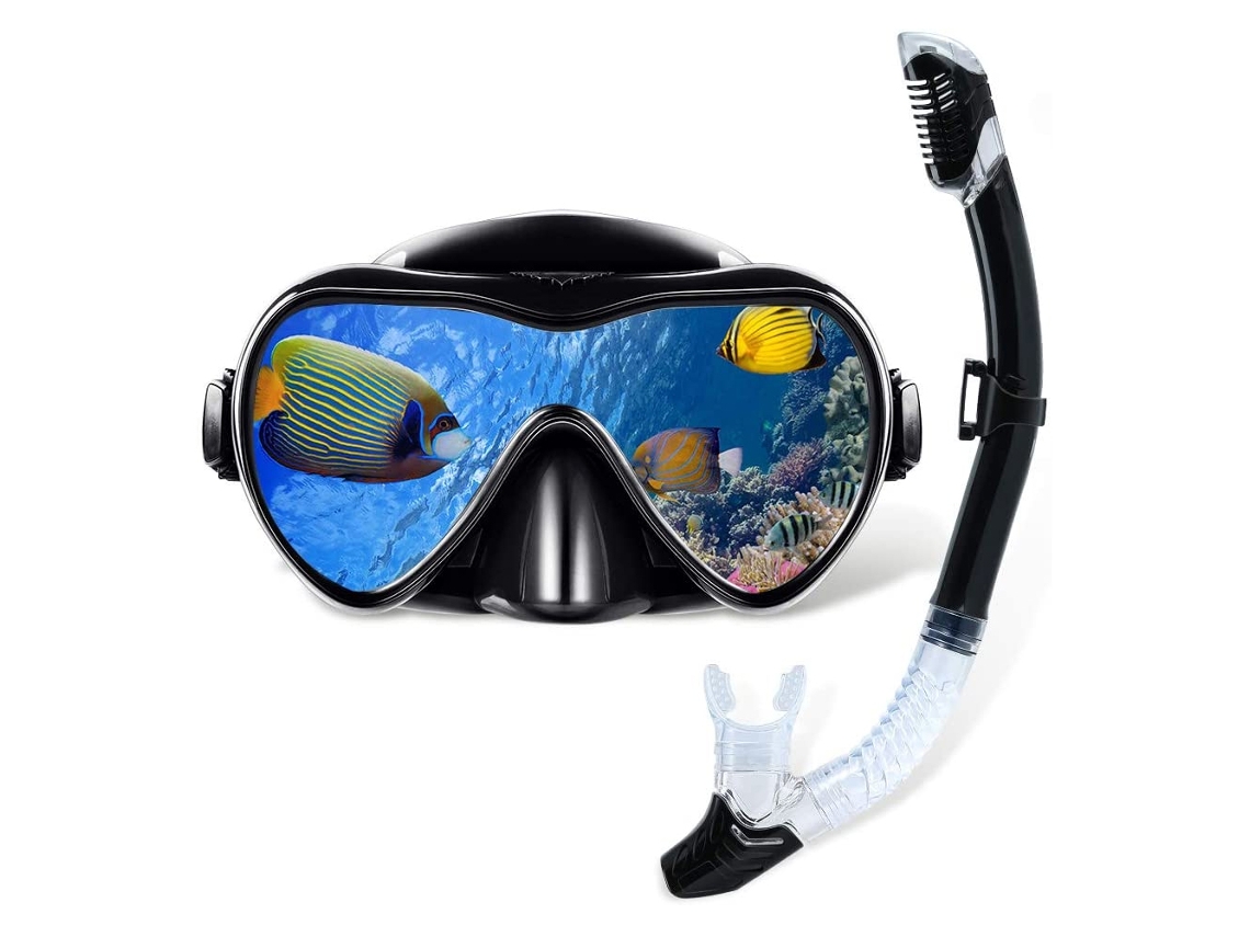 HYMNORA Máscara de Snorkel Juego de Equipo de Snorkeling – Set Seco con Máscara para Niños y Adultos Visión Submarina con Bolsa de Malla, Equipo de Entrenamie