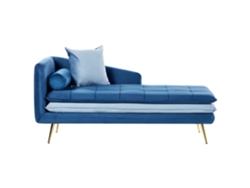 Chaise longue izquierdo BELIANI Gonesse de Terciopelo Azul 160x79x72