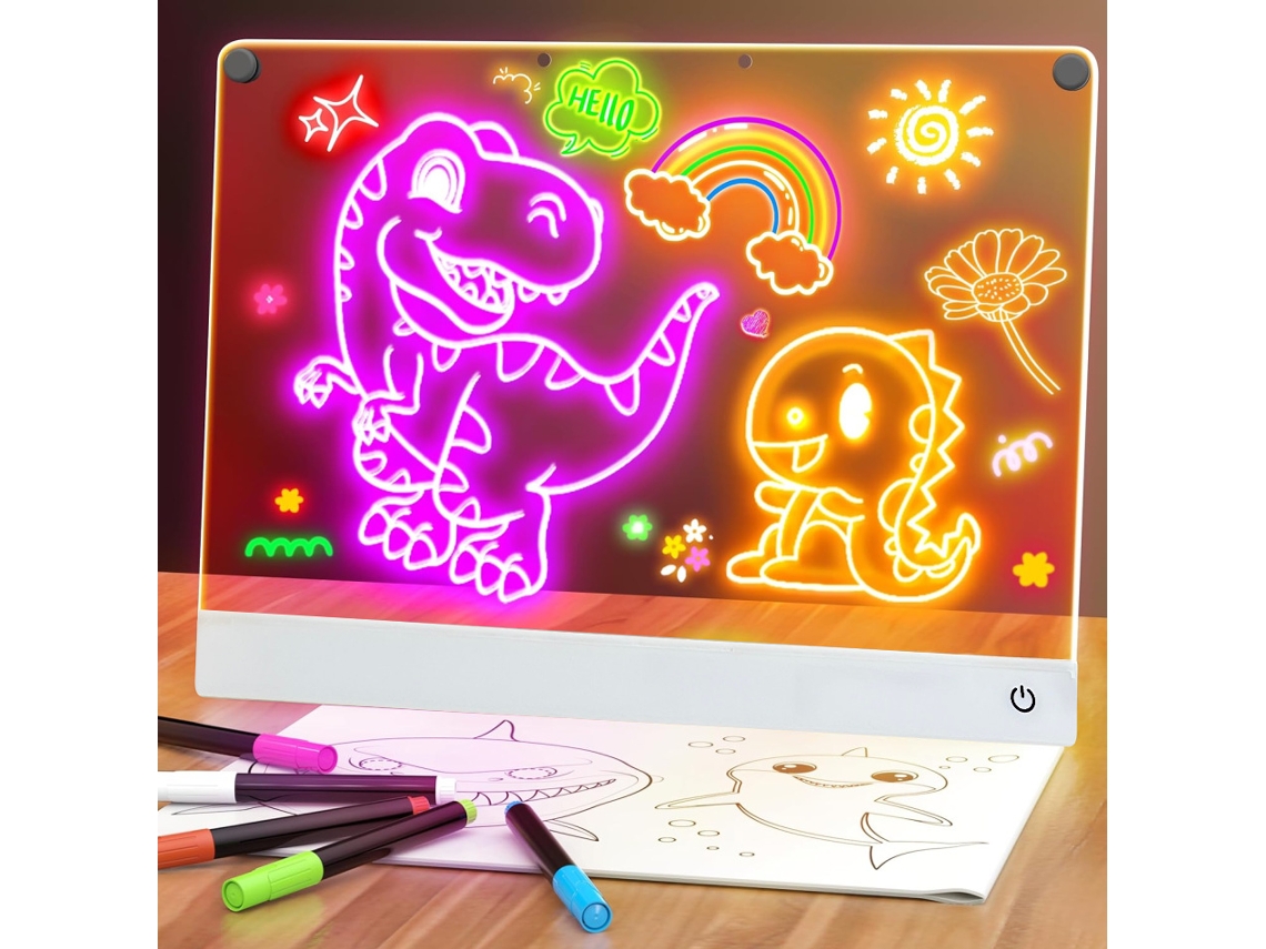 Pizarra LED recargable para niños con 7 marcadores, un regalo perfecto para Navidad (30×20cm) Siurn