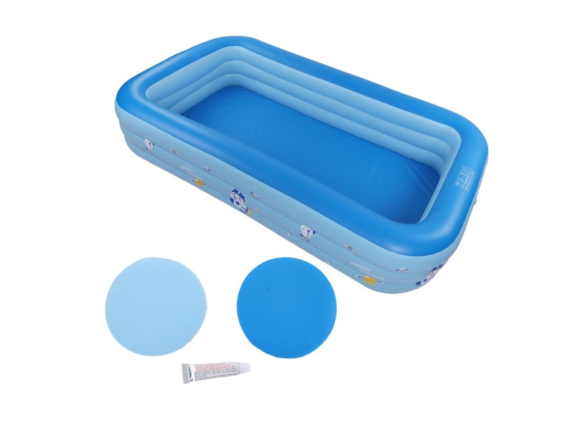 Piscina Inflable De Pvc Portátil Reforzada Para Niños Y Adultos Azul Blanca
