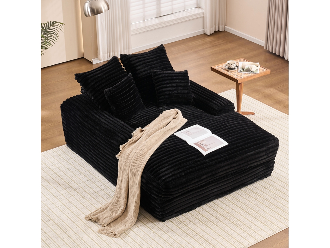 Sofá multifuncional de lujo de pana negra, convertible en cama, 4 cojines, extra cómodo, listo para usar, ahorra espacio.
