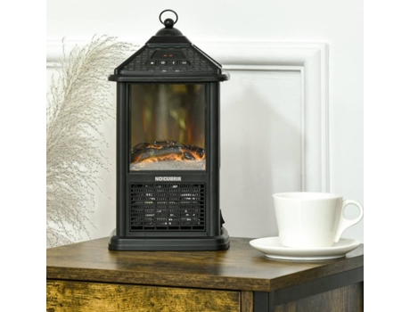 Homcom Chimenea Eléctrica 700W/1000W Calentador De Chimenea Con Llama Realista Led Control Y Protección Contra Sobrecalentamiento Hasta 15 16X16X31 Cm Negro | Worten.es