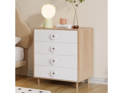 Mesita De Noche 80x54x90 Cm - 4 Cajones, Soporte Reforzado, Mdf Lacado - Blanco