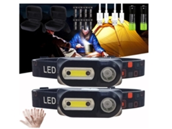 Linterna Frontal Led Superbrillante Y Ligera, Cob Con Sensor, Ideal Para Correr, Acampar Y Andar En Bicicleta (negra).
