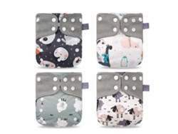 4pcs Fraldas De Tecido Lavável Reutilizável Respirável Ajustável Para Bebê 3-15kg