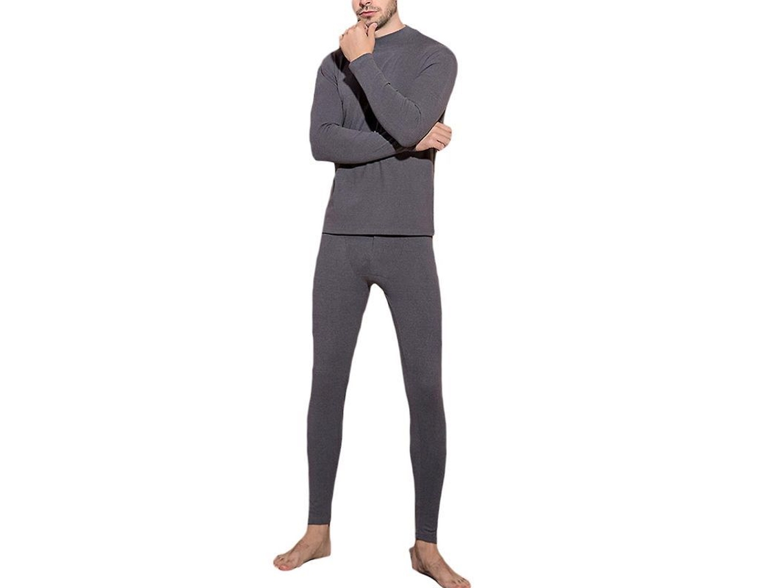 2026-conjunto De Ropa Interior Térmica Hombre Cuello Semi-alto Color Solido Mystdiy