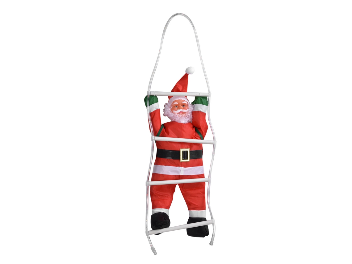-adorno De Navidad Papá Noel Trepando Escalera De Cuerda Led 60cm 40 Luces Para Árbol Y Hogar