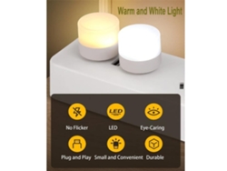 Mini lámpara LED de noche USB, luz nocturna enchufable, pequeña luz de noche, lámpara USB blanca cálida para dormitorio, baño, pasillo, Facpoet