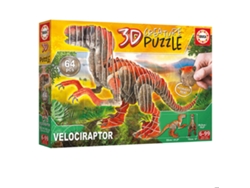Puzzle EDUCA 3D Creature Velociraptor 19382 (Edad Mínima: 6 años - 64 Piezas)