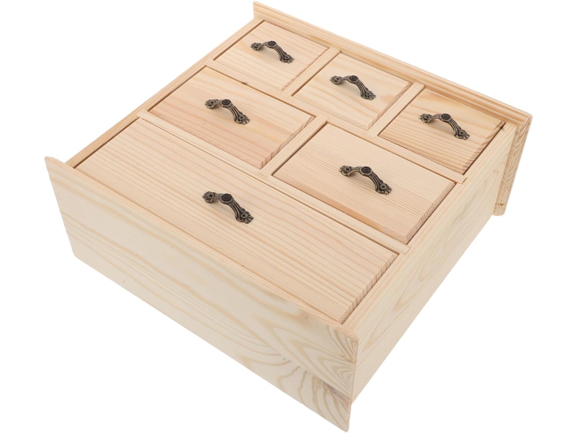 Caja De Almacenamiento De Madera De 6 Cajones Para Oficina, Archivos, Suministros, Facturas, Cosméticos Y Otros Artículos.