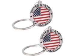 Juego 2 Llaveros Decorativos Bandera Estadounidense Mochilas Ideales Llaves Coche Moto Casa