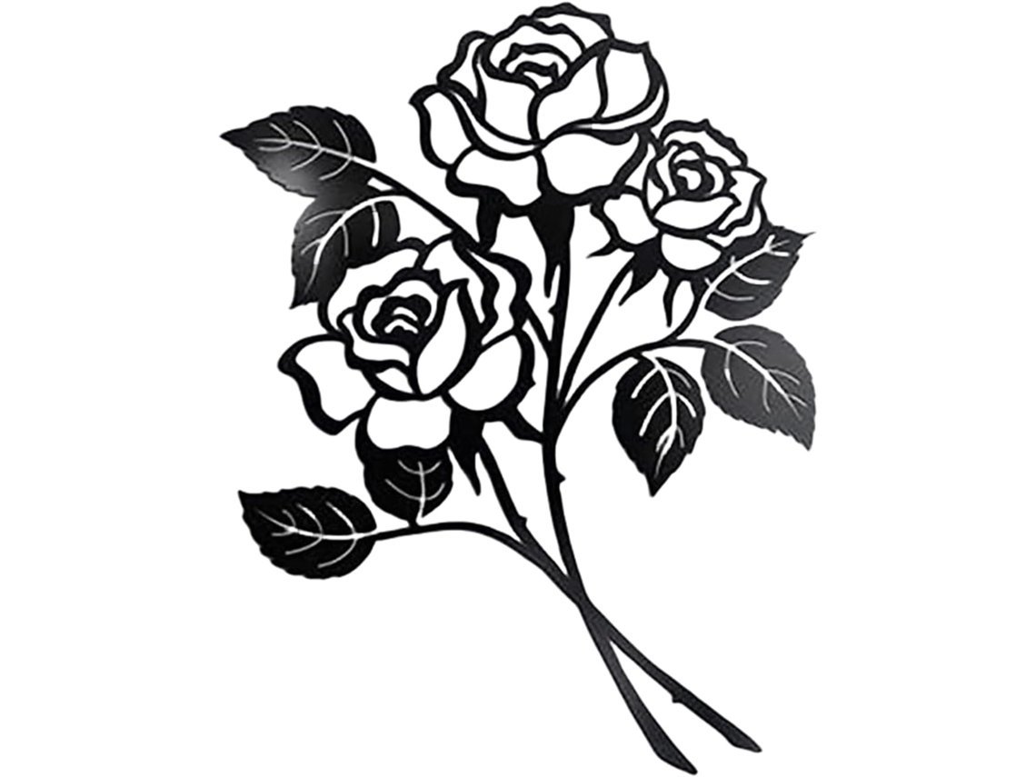 Exqiour Placa De Pared Metálica Con Rosa Negra - Elegante Escultura Para El Hogar
