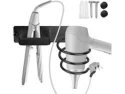 Soporte de pared para secador de pelo, plancha de aluminio, organizador, montaje GOKOCO