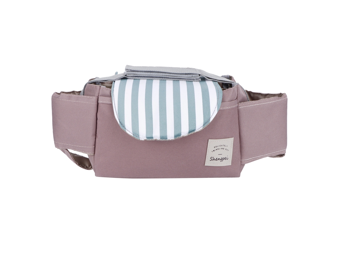 Organizador Colgante Para Cochecito De Bebé Con Portavasos, Diseño De Rayas Verdes.