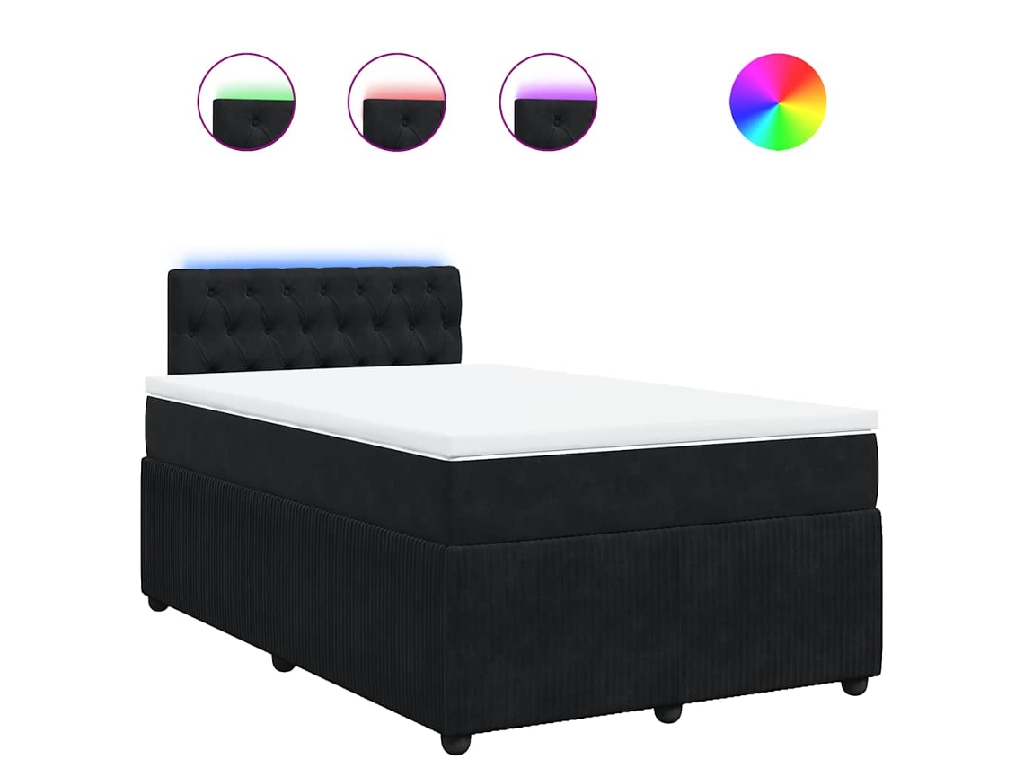 Cama Boxspring VIDAXL Negro Terciopelo (120x200cm)