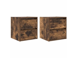 Maison Exclusive - Mesillas De Noche De Pared 2 Uds Roble Ahumado 38x34x40 Cm