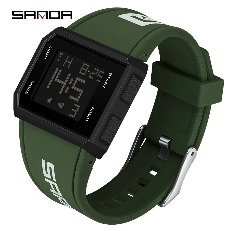 Reloj Digital Para Hombre (verde), Cronógrafo Deportivo, Resistente Al Agua.